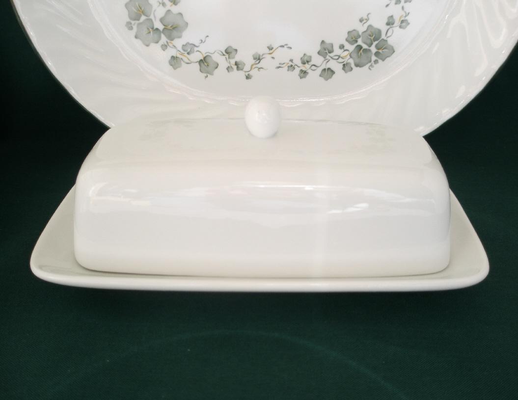 2pc Corelle COVERED BUTTER DISH 8 x 4 1/4 *Thick Heavy PORCELAIN