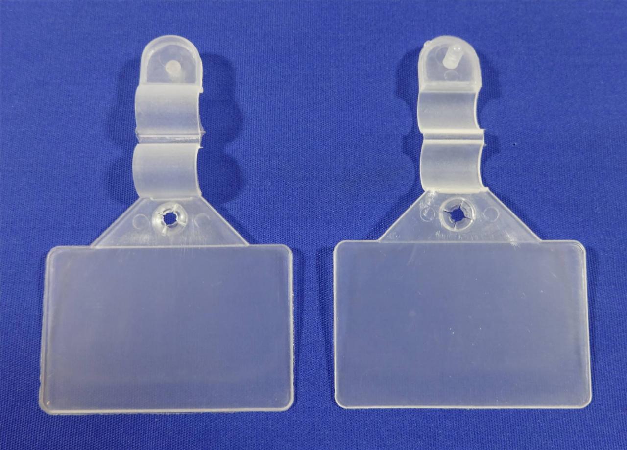 Plastic Label Holder Clip On Tag 3" x 1.25" FoldnHold Wire Rack
