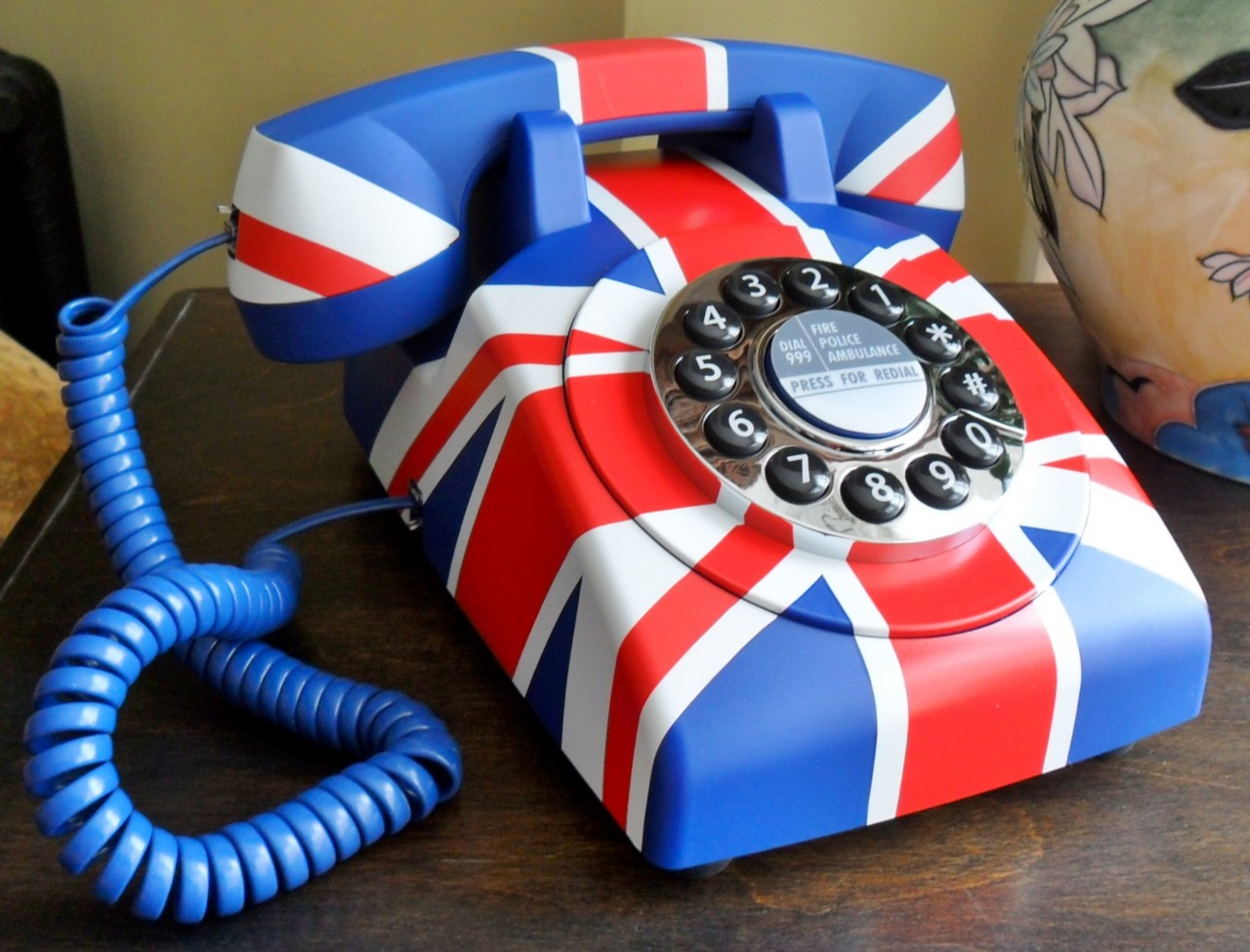VINTAGE BT BRITISH UNION JACK ART DECO PHONE TELEPHONE ROTARY DIAL PUSH