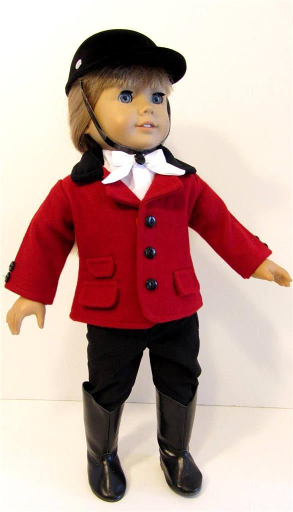 Red Black English Riding Horse Outfit Fits 18" American Girl Doll eBay