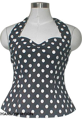 Rockabilly Polka-Dot Halter Top XXXL18  0.99 cent start
