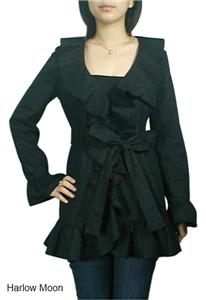 RUFFLED BELTED TRENCH JACKET SIZE 16 *GIFT NWOT
