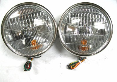 1932 Style Stainless Halogen Head Lamps w Turn Signal Head Lights NO
