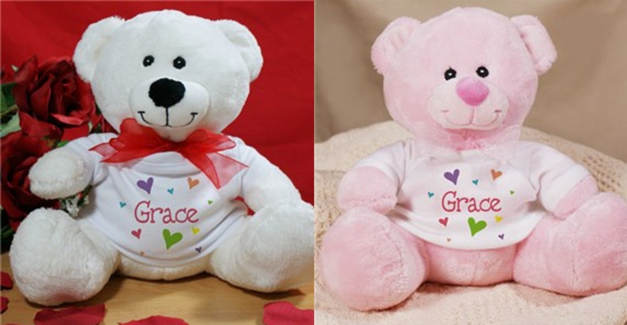 Personalized Baby Girl Plush Teddy Bear Baby Name Heart Teddy Bear in 3 Colors | eBay
