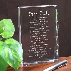 ... Fathers Day Keepsake Dear Dad Engraved Poem Keepsake Block Gift