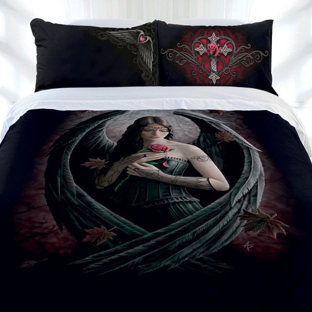 ANNE STOKES ANGEL ROSE Gothic KING Bed Quilt Cover Set eBay