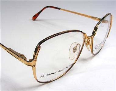 VINTAGE WOMENS EYEGLASS FRAMES TORTOISE 22K GOLD PLATE ...