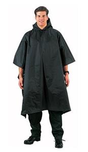 New Military Black Rip-Stop Nylon Poncho Rain Gear