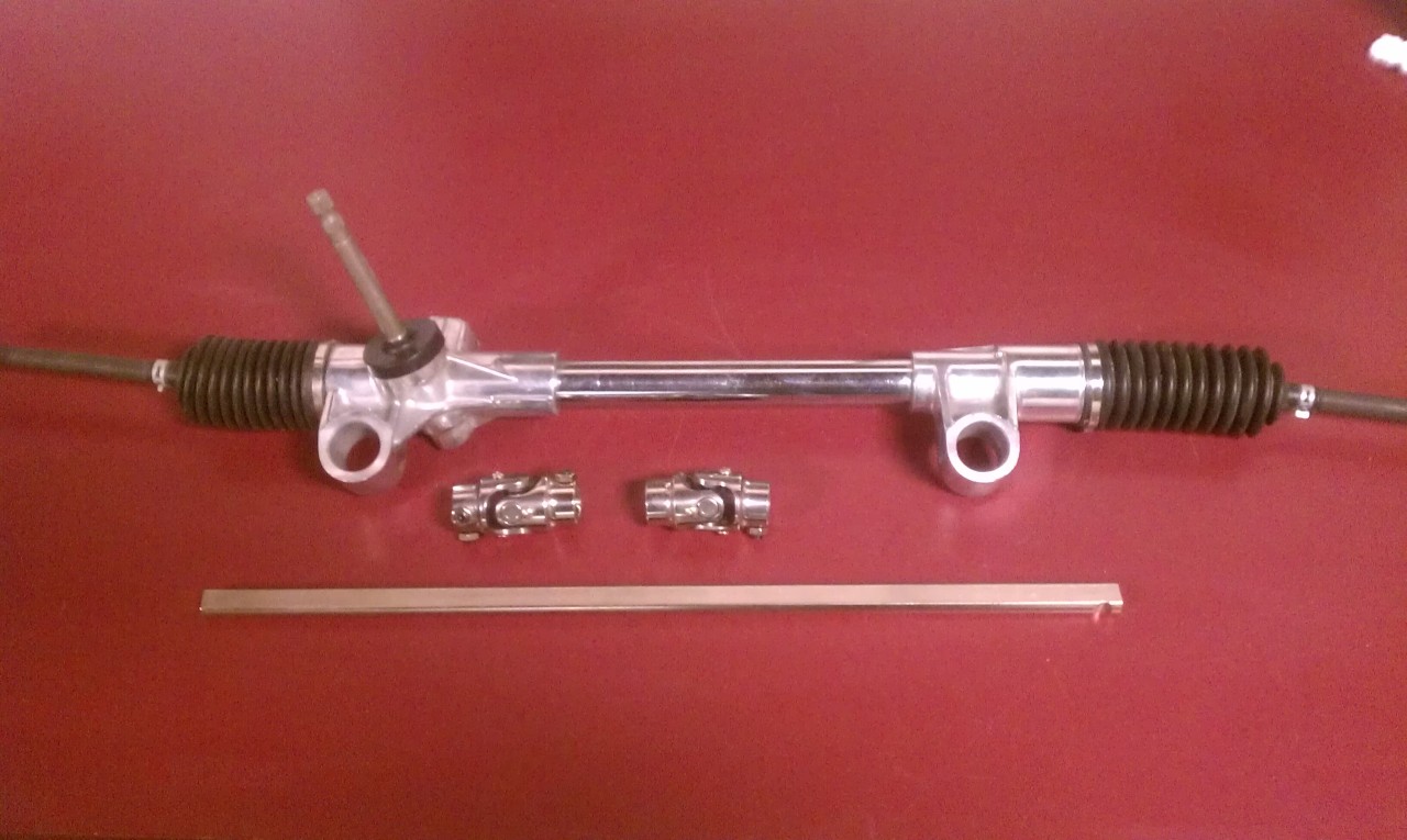 Mustang II Chrome Manual Steering Rack & Pinion w/ 22" Plated Shaft & U