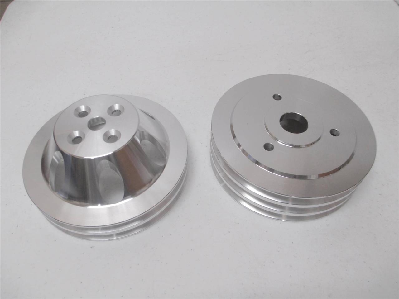 Pulley Set Chevy BBC Short Water Pump Double Triple Groove Aluminum eBay