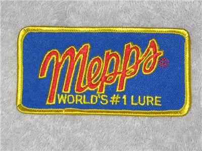 VINTAGE MEPPS  FISHING LURE PATCH HAT CAP  IRON ON VEST