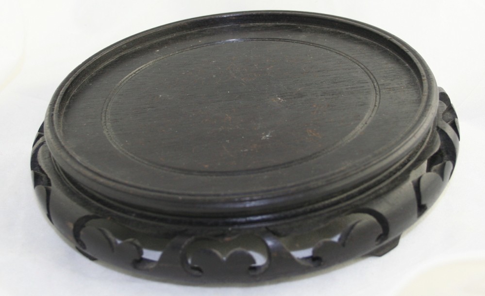 vintage stand, black, oriental, chinese, japanese, wood,round