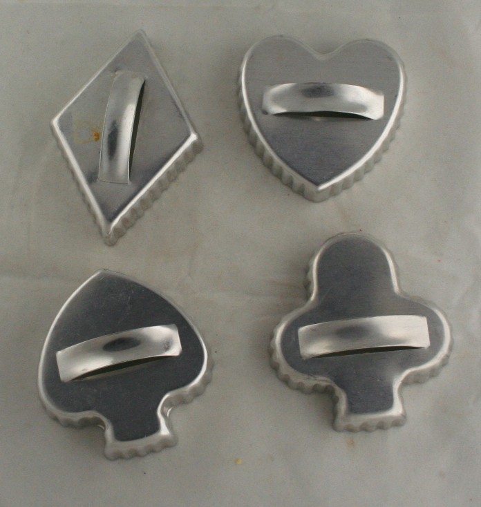 vintage aluminum, cookie cutters, card suits,diamond,club,heart,spade