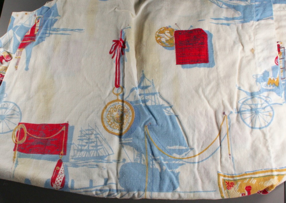 vintage fabric,curtains,cotton,midcentury,print
