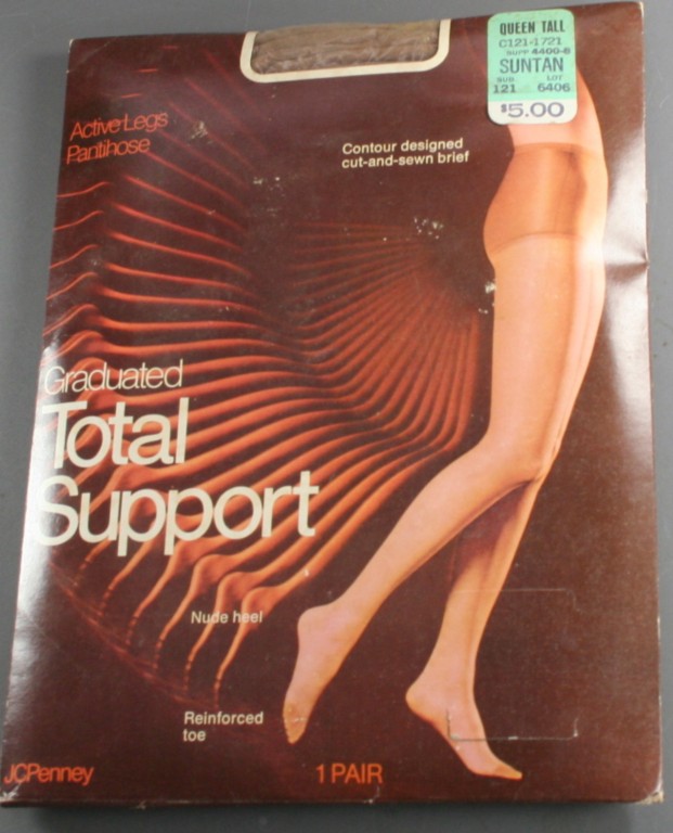 vintage nylons,pantyhose,60s,plus,large,queen,support, reinforced toe