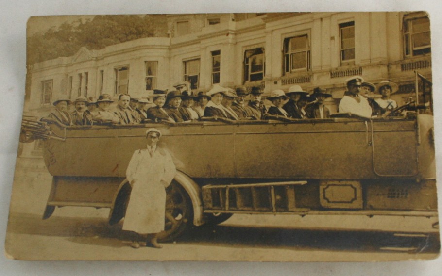 vintage postcard, RPPC,real photo, Bournemouth,England,1919,touring car,driver