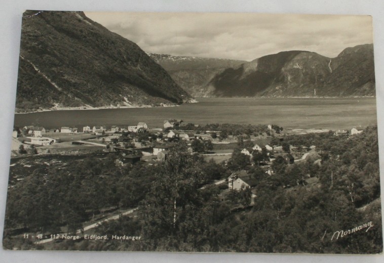 vintage postcard, RPPC,real photo, Eidfjord,Hardanger,Norway,1950,landscape