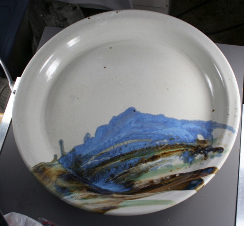pottery, Wendt,platter,stoneware,Idaho, Lewiston, 1980