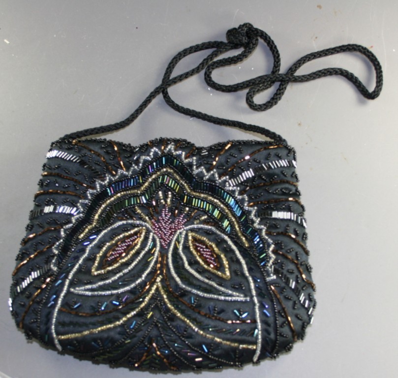 evening bag, purse, beaded,black, Carla Marchi