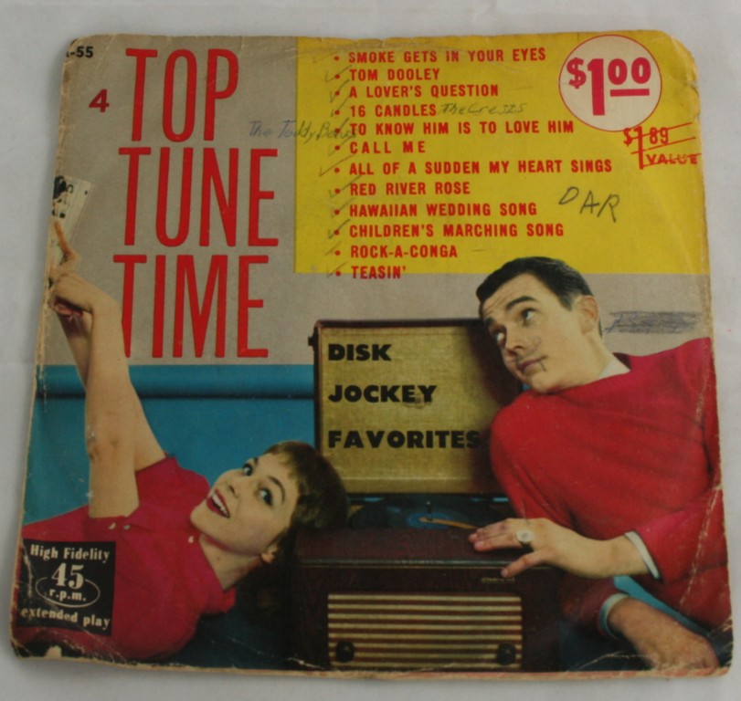 vintage 45,vinyl,Top Tune Time,Promenade,2 records,Disk Jockey Favorites