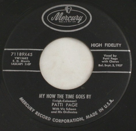 vintage record,45,vinyl,Patti Page,My How The Time Goes By,Mercury Records