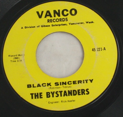 vintage record,45,vinyl,The Bystanders,Diane,Black Sincerity, Vanco Records
