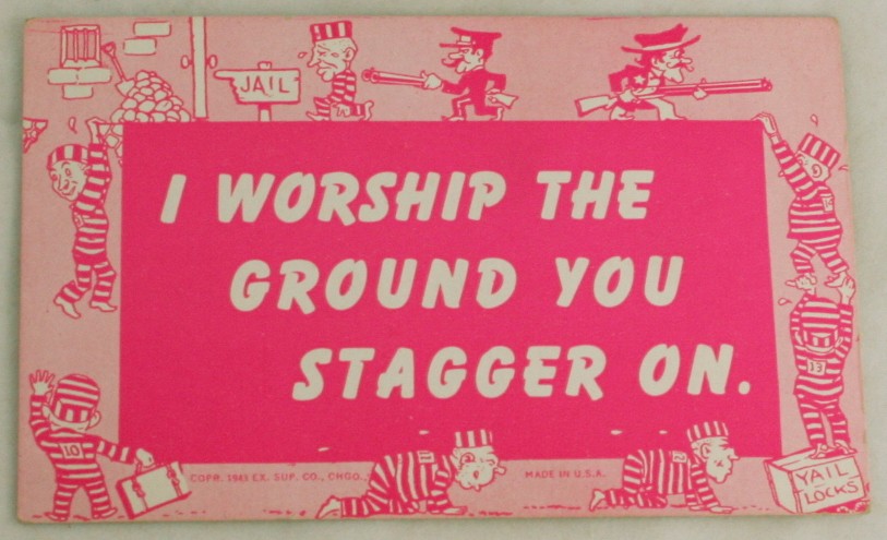 vintage postcard,mutograph,WWII,comic,humour,blank back