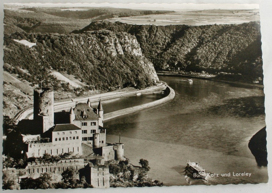vintage postcard,Castle Katz,Lorelei,Germany,Real Photo, RPPC