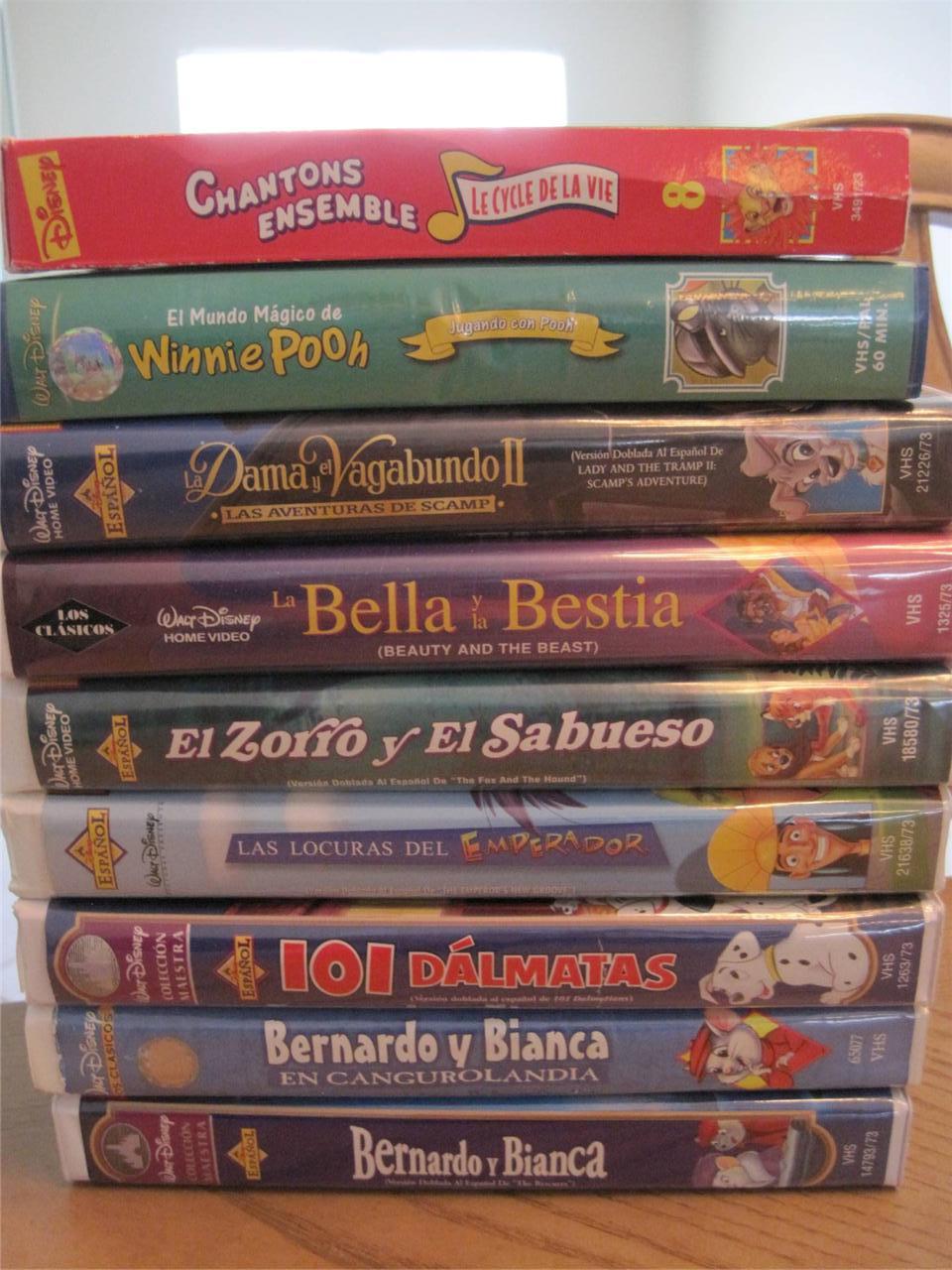 LOT 9 BOY GIRL VHS Video ALL DISNEY in SPANISH en ESPANOL Dalmatas