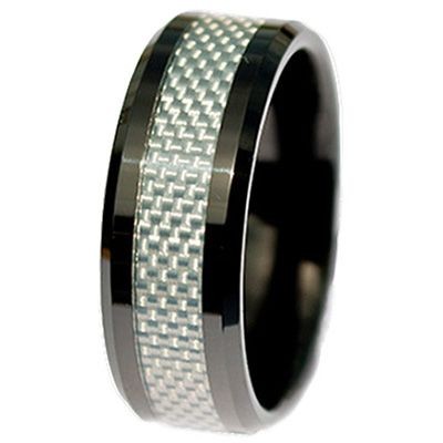 Ceramic Wedding Rings on Black Ceramic Wedding Ring Silver Carbon Fiber Band 8mm Size 4 13
