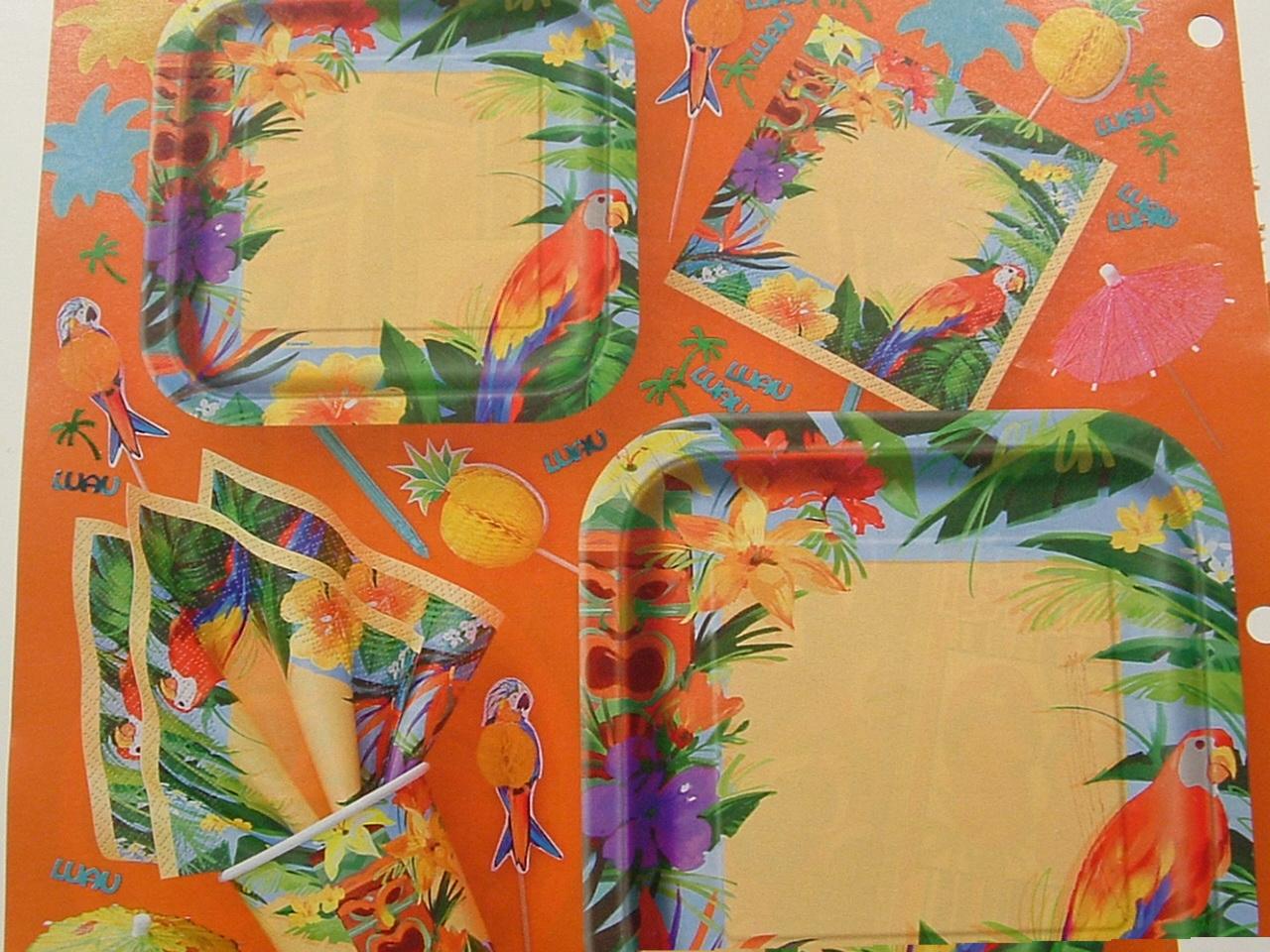 TIKI TROPICS Luau Party Paper Plates, Napkins, Cups & Table Cover eBay