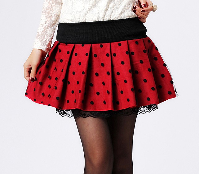 Sexy Trendy Black Polka Dot Tulle Pleated Mini Skirt S M 4 Colors