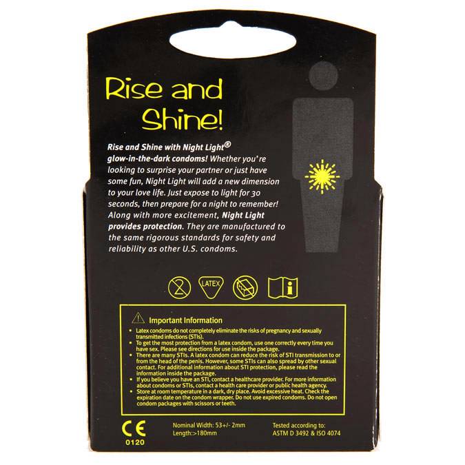 NEW NIGHT LIGHT GLOW IN THE DARK LUBRICANT LUBE LATEX RESERVOIR CONDOMS