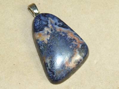 Vintage Polished Raw Blue Moss Agate Pendant | eBay
