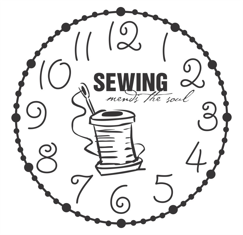 Vinyl Clock Face...Sewing Mends...CF017...Vinyl Wall Decal Sticker Home