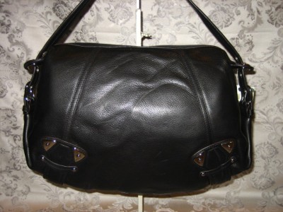NWT B. MAKOWSKY BLACK LEATHER ST. TROPEZ TOP ZIP BM7610