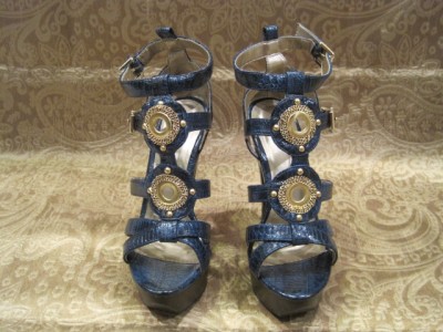 Blue Shoes Womens on Nwb Womens Qupid Teal Blue Embossed Strappy Heels Size 8   Ebay
