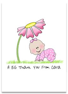 Pack of 10 Cutie Personalised Baby Girl Thank You Cards