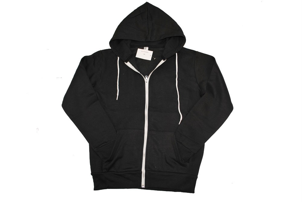 Black hoodie with white strings and zipper clearance