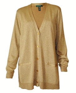 RALPH LAUREN WOMENS METALLIC GOLD V-NECKLINE CARDIGAN SWEATER PLUS SIZE | eBay