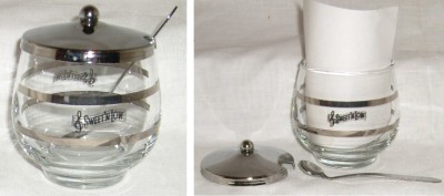 SWEET N LOW BOWL VINTAGE LIBBEY GLASS CHROME LID LADLE