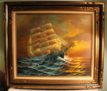 PRESTON WILLIS ORIGINAL OIL PAINTING CLIPPER SHIP IN ...