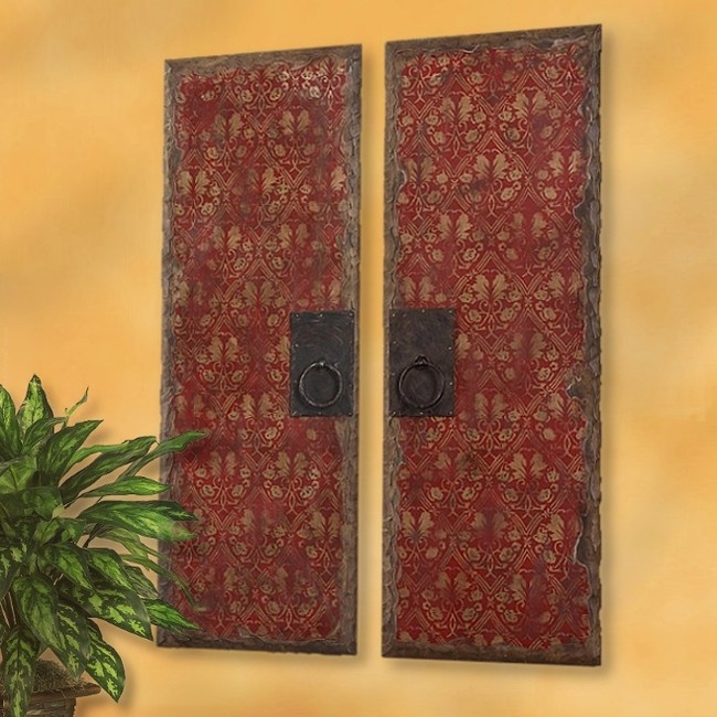 Set of 2 TUSCAN DOORS Mediterranean WALL PANELS PLAQUES