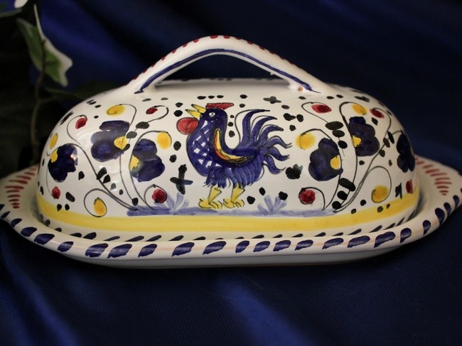 DERUTA ITALY Italian Pottery ORVIETO TUSCAN ROOSTER BUTTER ...