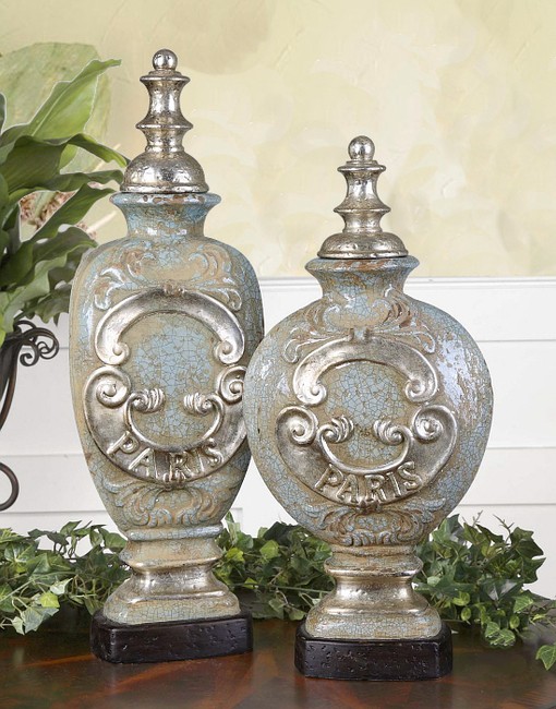 Set 2 FRENCH TUSCAN Old World Paris APOTHECARY JARS Mediterranean Urns