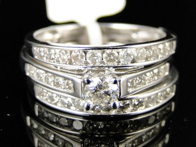 WHITE GOLD LADIES BRIDAL ENGAGEMENT WEDDING BAND DIAMOND RING 3 PIECE ... WHITE GOLD LADIES BRIDAL ENGAGEMENT WEDDING BAND DIAMOND RING 3 PIECE ...