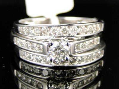 WHITE GOLD LADIES BRIDAL ENGAGEMENT WEDDING BAND DIAMOND RING 3 PIECE ... WHITE GOLD LADIES BRIDAL ENGAGEMENT WEDDING BAND DIAMOND RING 3 PIECE ...