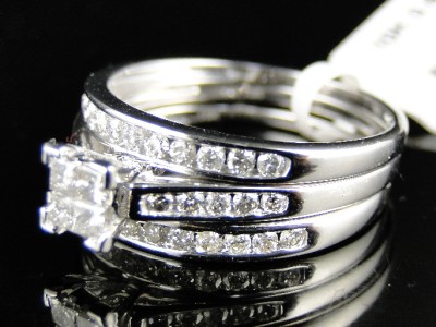 WHITE GOLD LADIES BRIDAL ENGAGEMENT WEDDING BAND DIAMOND RING 3 PIECE ... WHITE GOLD LADIES BRIDAL ENGAGEMENT WEDDING BAND DIAMOND RING 3 PIECE ...