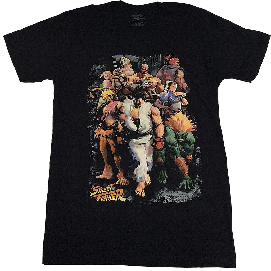Street Fighter Group Pose Gamer Tee / Black TShirt /
