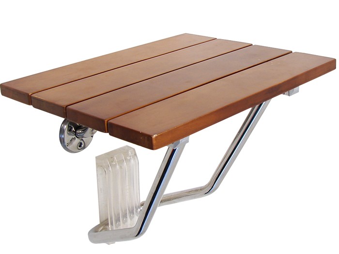 Folding Bath Shower Bench Seat Wall Mount Solid Wood Stainless Steel